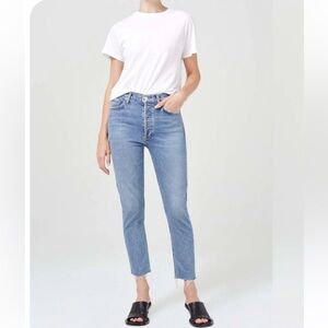 AGOLDE Women's Nico High Rise Straight Leg Jeans Slim Raw Hem Denim Size 26